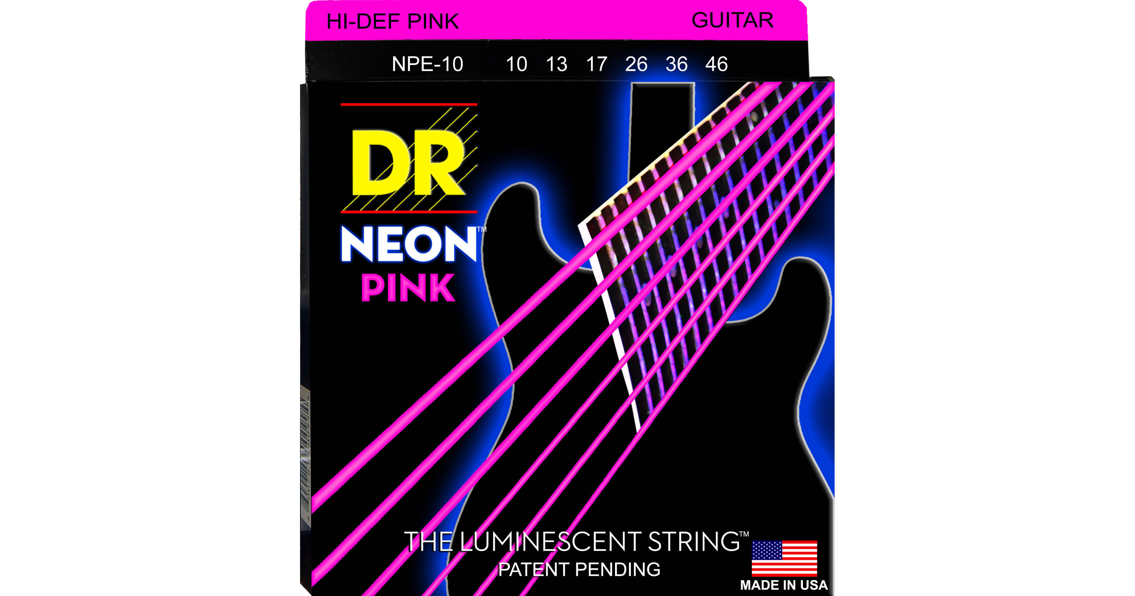 DR Strings NEON Hi Def Pink Coated Electric Guitar Strings