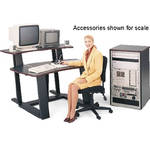 Winsted E4523 59"-Wide Digital Desk with 35" Vertical Rack (Black Granite/Red Trim)