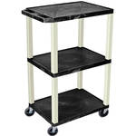 H. Wilson 42" Tuffy 3-Shelf Utility Cart w/elec (Black)