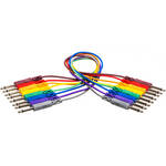 Hosa Technology Patchbay 1/4" Phone Male to 1/4" Phone Male Cable - 1' (set of 8)