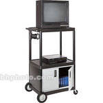 Luxor 54" ENDURA AV TABLE w/CABINET/BIG WHLS/ELEC (BLK/GRY)