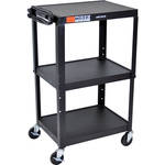 Luxor 24-42" Adj Hght A/V Table w/3 Outlets (Black)