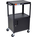 Luxor 42" High-Gloss Adjustable Height Table With Storage Cabinet (Black)