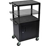Luxor 16-42" Adjustable Height LP Table w/Cabinet (Black/Gray)
