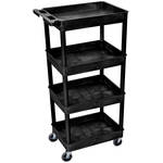 Luxor STC1111 24 x 18" Four Shelf Heavy-duty Utility Cart (Black)