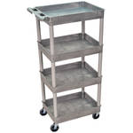 Luxor STC1111 24 x 18" Four Shelf Heavy-duty Utility Cart (Gray)
