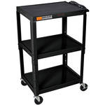 H. Wilson W42AE  Metal Open Shelf Utility Cart (24 x 24-42 x 18") (Black)