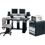 Winsted E4520 59"-Wide Digital Desk with 24.5" Rack (Black Granite/Blue Trim)