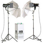 Smith-Victor K61-U 2-Light 1200 Watt Controlled Quartz Kit with Umbrellas (120V)