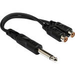Hosa Technology Mono 1/4" Male to 2 RCA Female Y-Cable - 6"