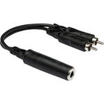 Hosa Technology Mono 1/4" Female to 2 RCA Male Y-Cable - 6"