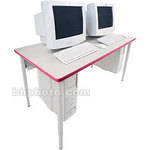 Bretford 42 x 30" Quattro Computer Table - Grey w/ Cardinal