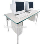 Bretford 42 x 30" Quattro Computer Table - Grey w/ Polo