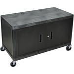 Luxor 2-Shelf Heavy-Duty Work Center with Cabinet, Model LEW29CB  Black Top with Black Cabinet 