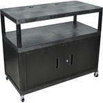 Luxor 3-Shelf Extra-Wide Heavy-Duty Work Center with Cabinet, Model LEW40CB  Black Top with Black Cabinet 