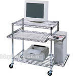 Luxor Wire Computer Station with Pull-Out Shelf, Model LICW3018 (Chrome)