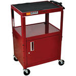 H. Wilson W42ACEBU  Utility Cart w/Locking Cabinet - Adjustable Height 26" to 42" (Burgundy)