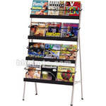 H. Wilson 2264F  Metal 4 Shelf Literature Display (Floor Model) - 26 x 60 x 14" (Black/Gray)