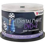 Verbatim DigitalMovie DVD+R 4.7GB 8X Recordable Disc (Spindle Pack of 25)