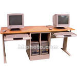 Luxor Two-Person Computer Work Station, Model LCW180 (Teak w/Light Gray Frame)