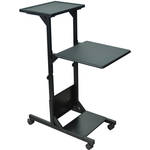H. Wilson WPS3 Presentation Stand with Two Shelves - 18 x 40.5-48 x 29.5"  (Black)