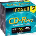 Maxell CD-R 700 MB Professional Scratch Resistant in Slim Jewel Case (Pack of 10)