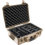 Pelican 1504 Waterproof 1500 Case with Padded Black Dividers (Desert Tan)