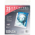 Print File Archival Storage Page for Documents, 8.5x11", Holds 2 Prints - 25 Pack