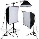Smith-Victor KSB-1250 3-Light 1250 Watt Economy SoftBox Kit with Mini Boom (120V)