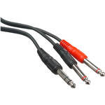 Whirlwind Console Insert Y-Cable 1/4" TRS Male to 2x 1/4" TS Male Molded - 15'