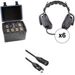 Eartec Six-Person Wired Intercom System with Dual-Sided Headsets (TCS)
