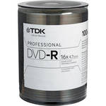 TDK DVD-R 4.7GB 16x, Shiny Silver Recordable Disc (Bulk Pack 100)