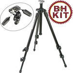 Manfrotto 055XDB Tripod Legs (Black) with 804RC2 3-Way Pan/Tilt Head