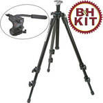 Manfrotto 055XDB Tripod Legs (Black) with 700RC2 Mini Video Fluid Head - Supports 5.5 lbs (2.5kg)