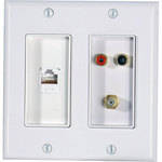 MTX Audio RCR-4W 2-RCA, 1-RG6, 1-CAT-5 Wall Plate (White)