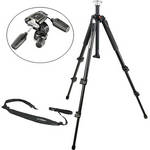 Manfrotto 055XB Tripod Kit with 804RC2 3-Way Pan/Tilt Head and Strap - Supports 8.8 lbs (4kg)