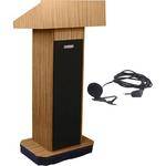 AmpliVox Sound Systems SW505 Wireless Executive Sound Column Lectern w/ Lapel Mic (Light Oak)