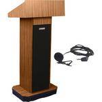 AmpliVox Sound Systems SW505 Wireless Executive Sound Column Lectern w/ Lapel Mic (Medium Oak)