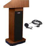 AmpliVox Sound Systems SW505 Wireless Executive Sound Column Lectern w/ Lapel Mic (Walnut)