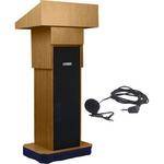 AmpliVox Sound Systems SW505A Executive Adjustable Wireless Sound Column Lectern w/ Lapel Mic (Light Oak)