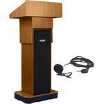AmpliVox Sound Systems SW505A Executive Adjustable Wireless Sound Column Lectern w/ Lapel Mic (Medium Oak)