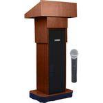 AmpliVox Sound Systems SW505A Executive Adjustable Wireless Sound Column Lectern w/ Handheld Mic (Walnut)