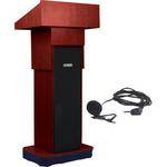 AmpliVox Sound Systems SW505A Executive Adjustable Wireless Sound Column Lectern w/ Lapel Mic (Mahogany)