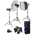 Interfit Stellar X 600 Flash Three Monolight Umbrella-Softbox Kit  (120VAC)