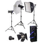 Interfit Stellar XD 150 Flash Three Monolight Umbrella Kit (120VAC)