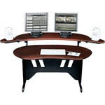 Middle Atlantic ES-DC 60" Edit Center Desk with Overbridge (Dark Cherry)