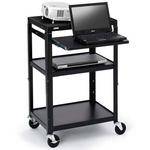 Bretford Adjustable AV Cart with Pull-Out Notebook Shelf (Black)