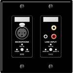 Rane RAD 2 2 Gang Wall Plate with 1 Microphone and 1 Line Input (Black)