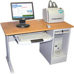 Luxor Single Person/Tower Computer Workstation (Teak/Light Gray)