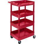 Luxor STC1111 24 x 18" Four Shelf Heavy-duty Utility Cart (Red)